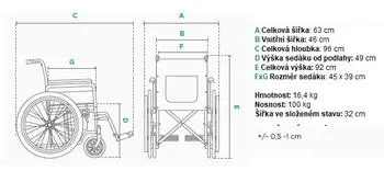 Timago Standard FS901 mechanický invalidní vozík 46 cm